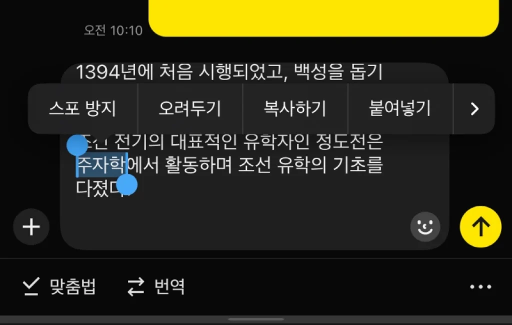 카톡 스포방지 기능